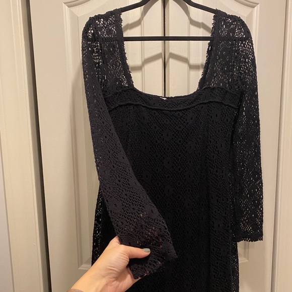 Free People Black Crochet Long Sleeve Dress - Picture 3 of 3